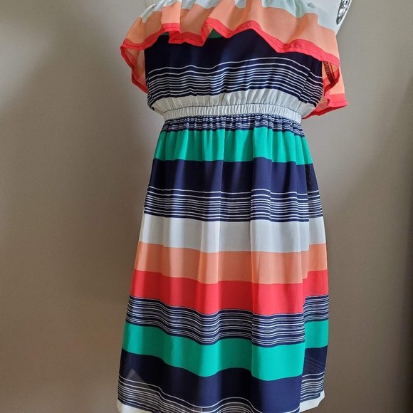 Forever 21 dress Sm Petite Multi Color Strapless - Picture 1 of 6